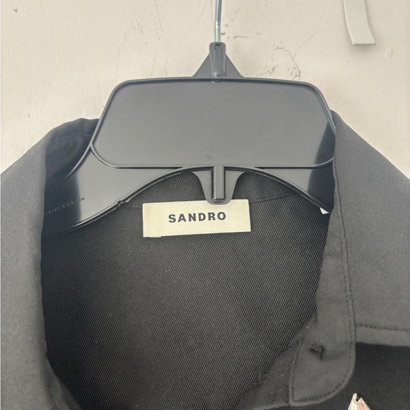 Sandro Black Blouse with Silver Accents Size 2 US - Picture 12 of 16